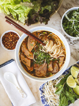 Spicy Vietnamese Beef & Pork Noodle Soup - Bun Bo Hue