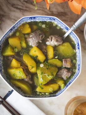 Vietnamese Kabocha Squash with Pork Ribs Soup - Canh Bi Bo Nau Suon Heo