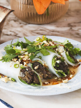 Vietnamese Steamed Rice Rolls with Beef - Pho Cuon