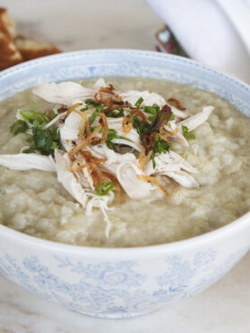 Quick Version: Rice Porridge and Chicken Cabbage Salad Recipe