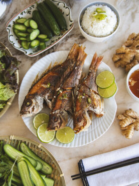 Vietnamese Fried Fish with Ginger Fish Dipping Sauce