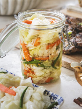 Vietnamese Pickled Cabbage with Carrots and Chili Peppers - Bap Cai Lam Dua