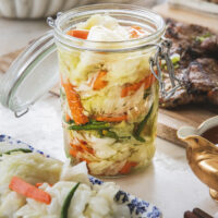 Vietnamese Pickled Cabbage with Carrots and Chili Peppers - Bap Cai Lam Dua