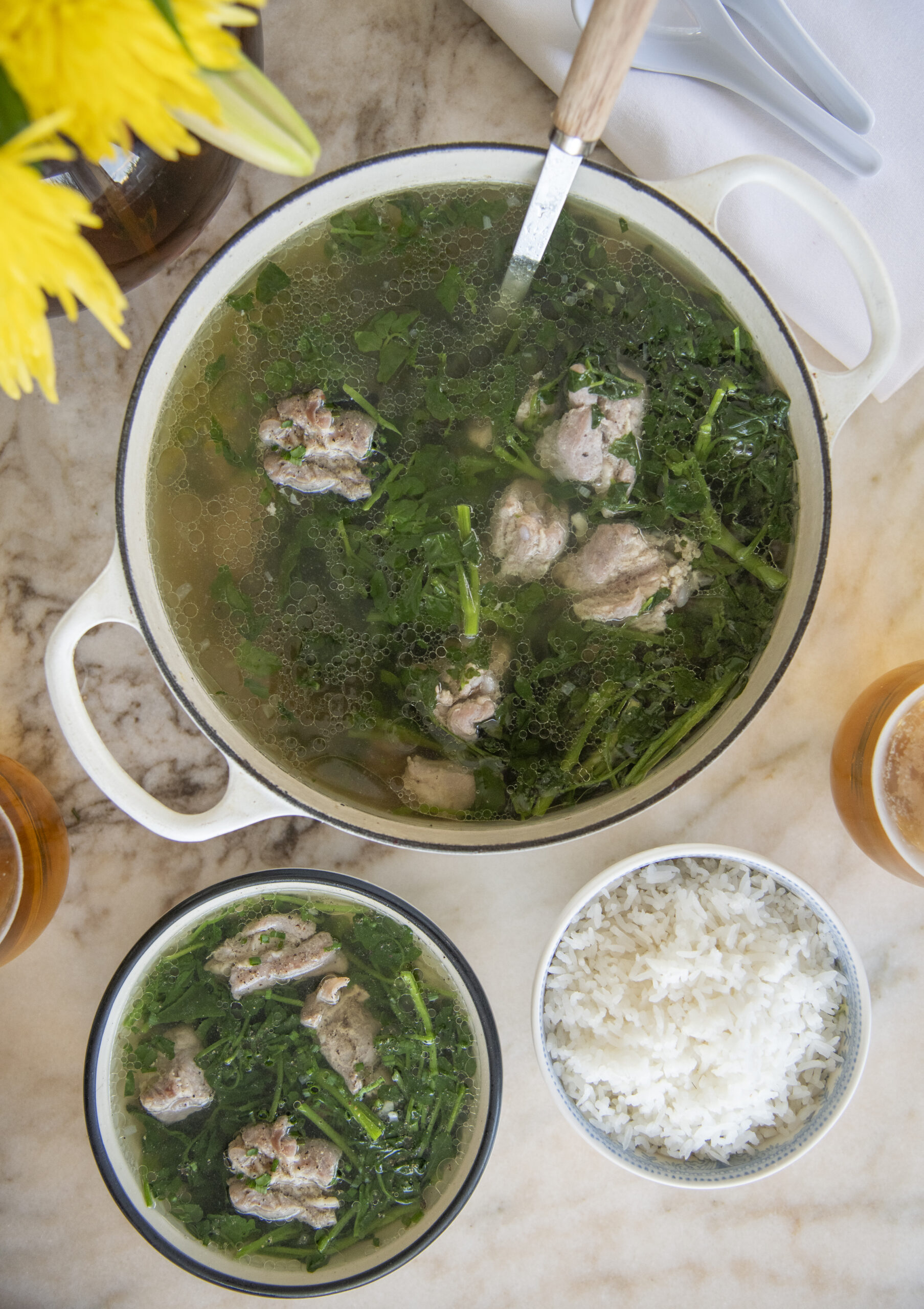 Watercress with Pork Soup - Canh Xa Lach Son